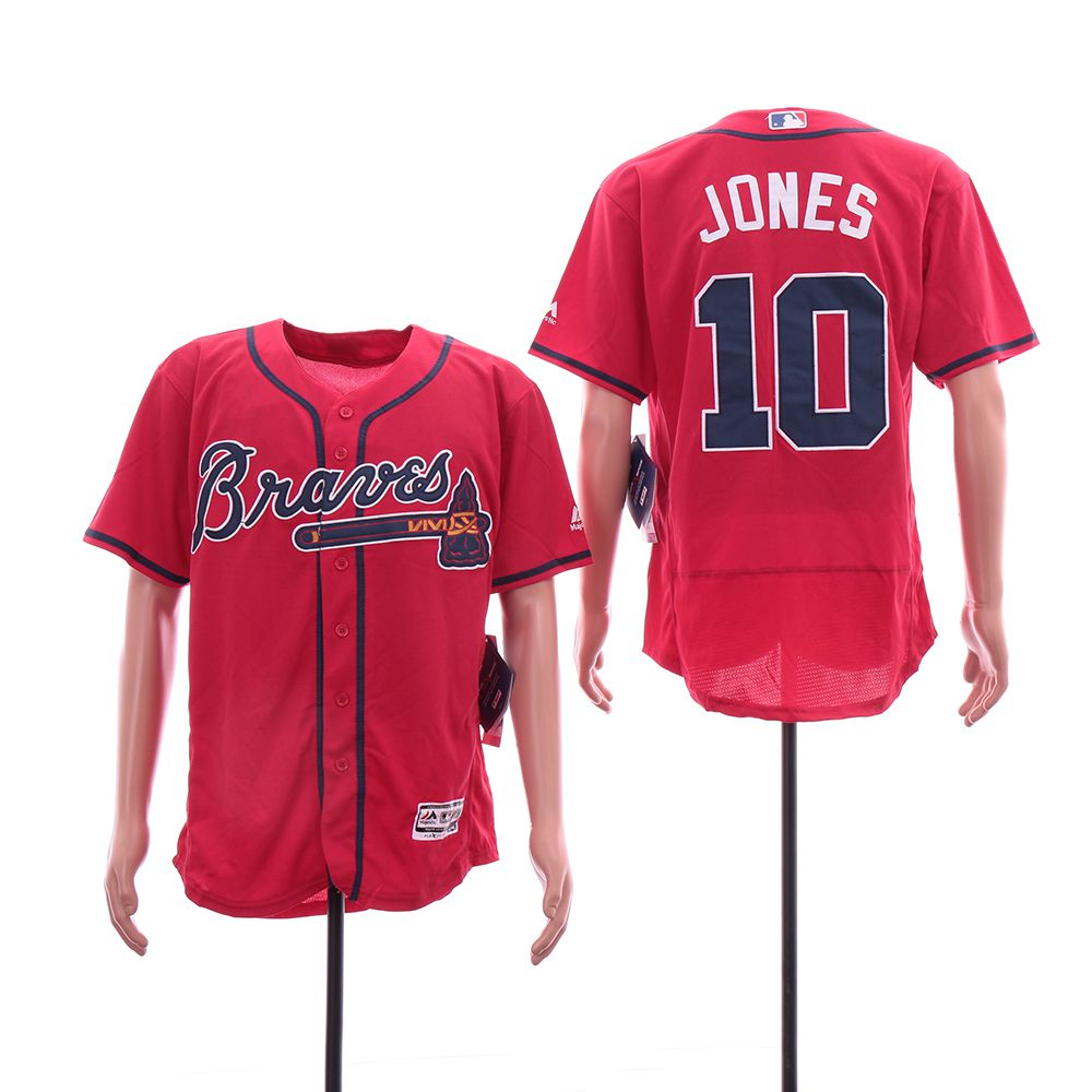Men Atlanta Braves #10 Jones Red Elite MLB Jerseys->atlanta braves->MLB Jersey